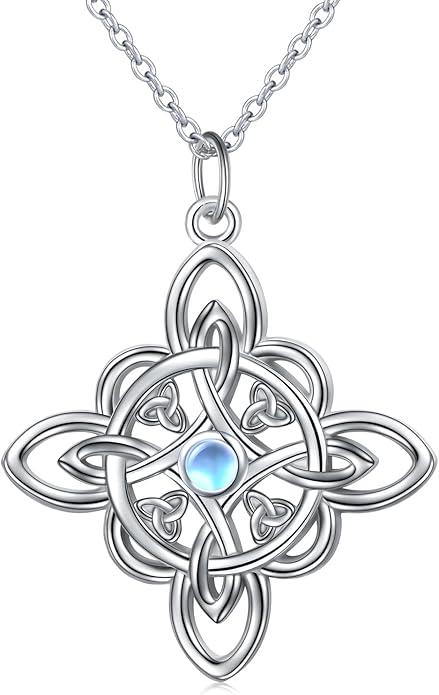 FLYOW 925 Sterling Silver Good Luck Irish Jewelry Celtic Knot Pendant Necklace for Women Birthday Graduation Gift
