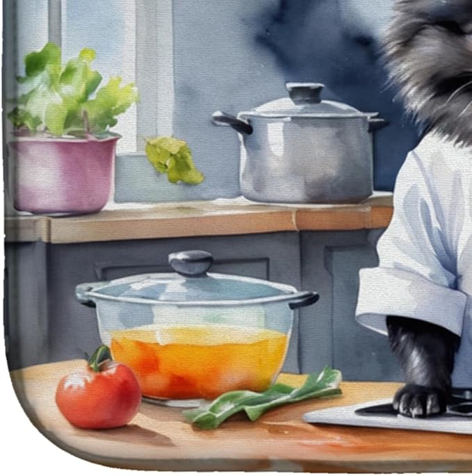 Caroline's Treasures DAC6300DDM Pomeranian The Chef Dish Drying Mat Absorbent Dish Drying Mat Pad for Kitchen Counter Dish Drainer Mat for Countertop, 14 x 21", Multicolor