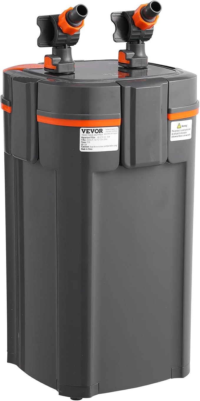 VEVOR Aquarium Filter 528GPH, 5-Stage Canister Filter 200-250 Gallon, Ultra-Quiet Internal Aquarium Filter with UV Protection, Submersible Power Filter with Multiple Function for Fish Tanks, 25W