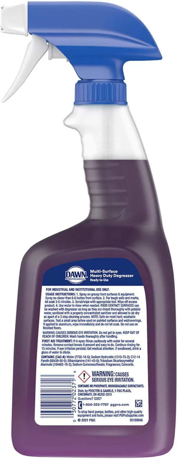 Dawn Professional Multi-Surface Heavy Duty Degreaser Spray 32 Fl Oz bundled with Heavy Duty Scotch Brite Sponge