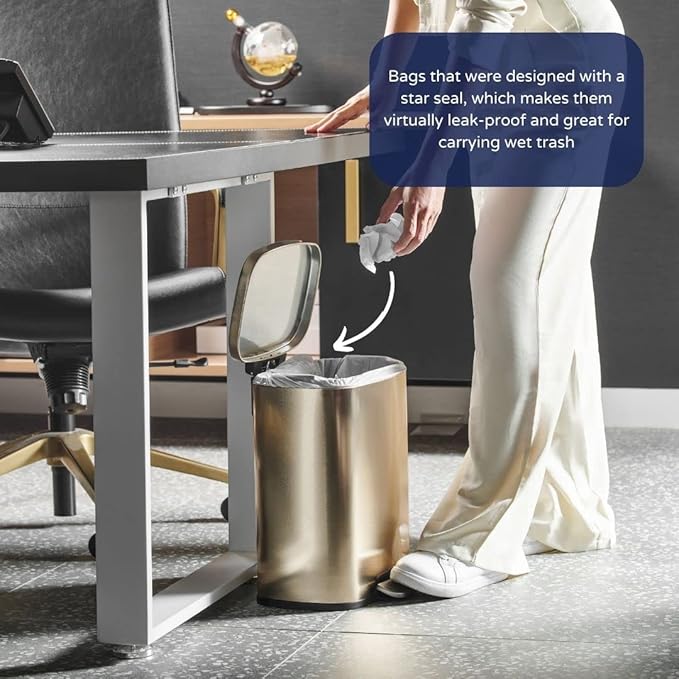 Plasticplace 7-10 Gallon Trash Bags │ 6 Microns │ Clear Garbage Can High Density Liners │ 24" x 24’" (1000 Count)