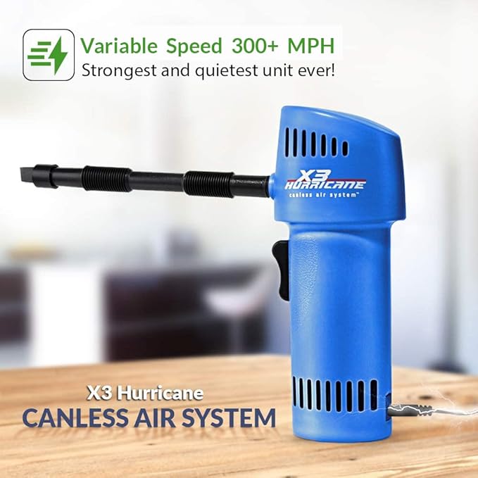 Canless Air Rechargeable Compressed Air Duster Can - Permanent - More Continuous Use Than Traditional Canned Air Dusters - Green Alternative for Computers & More - USA Made