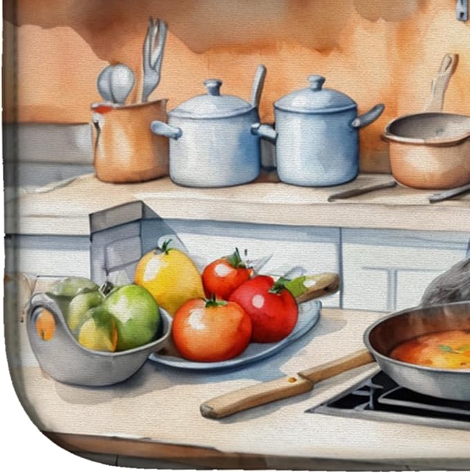 Caroline's Treasures DAC6322DDM Scottish Deerhound The Chef Dish Drying Mat Absorbent Dish Drying Mat Pad for Kitchen Counter Dish Drainer Mat for Countertop, 14 x 21", Multicolor