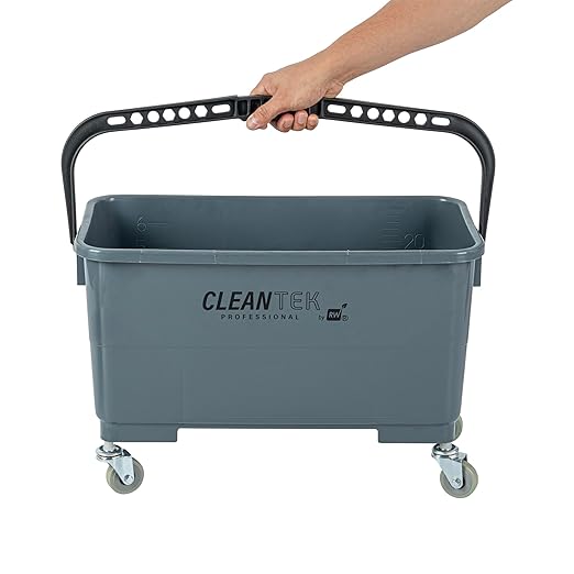 Restaurantware-Clean Tek Professional 25 Quart Cleaning Bucket, 1 Bucket With Wheels - Heavy-Duty, Comfortable Handle, Gray Plastic Pail, Portable, For Restaurant, Home, School, Office, And More