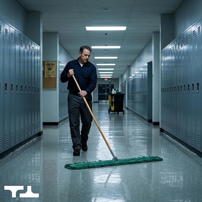 36 Inch Green Commercial Dust Mop & Floor Sweeper – Wood Handle Floor Mop for Tile, Hardwood & Concrete