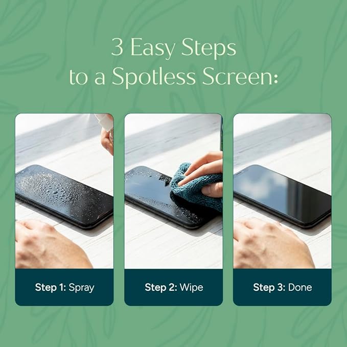 Puracy Screen Cleaner with Microfiber Cloth – All Purpose Phone, Laptop, Computer, TV Car Display Cleaner, Streak-Free and Fingerprint-Free (4 oz, Free & Clear)
