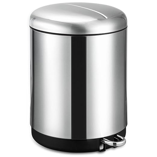 Fashionwu Trash Can, 2 x 4 Gallon (2 x 15 Liter) Stainless Steel Trash Can, Includes 2 Removable Inner Bins, Soft Close Lid Kitchen Recycling Bin, Suitable for Home, Office, Business, Silver
