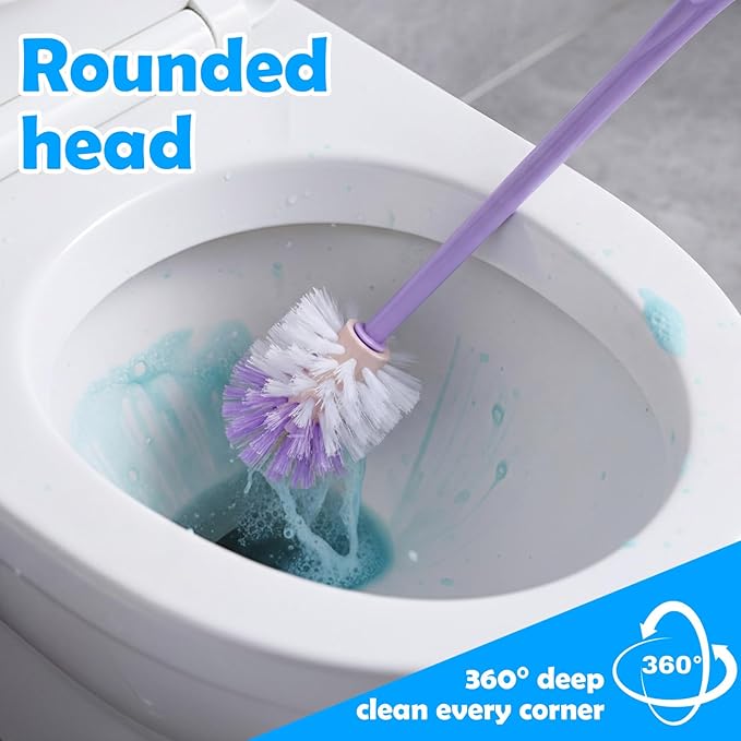 12 Pcs 17.3 Inch Purple Toilet Brush Bulk with Hook Hole Long Handle Toilet Bowl Cleaner Scrubber for Bathroom Household Cleaning Supplies Christmas Home Gifts