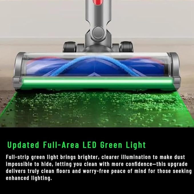 V-Shape Cleaner Head for Dyson V15 V11 V10 V8 V7 Gen5 G5 Animal Absolute - Full-Area Green LED, One Head for Hardwood and Short-Pile Carpet, Anti-Tangle Quick-Release Replacement Part