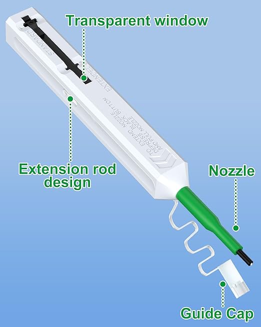 Fiber Optic Cleaning Pen, One Click Fiber Cleaner Pen, SC/FC/ST 2.5mm Ferrule Connectors Fiber Cleaner Over 800 Times with Added Protection Case