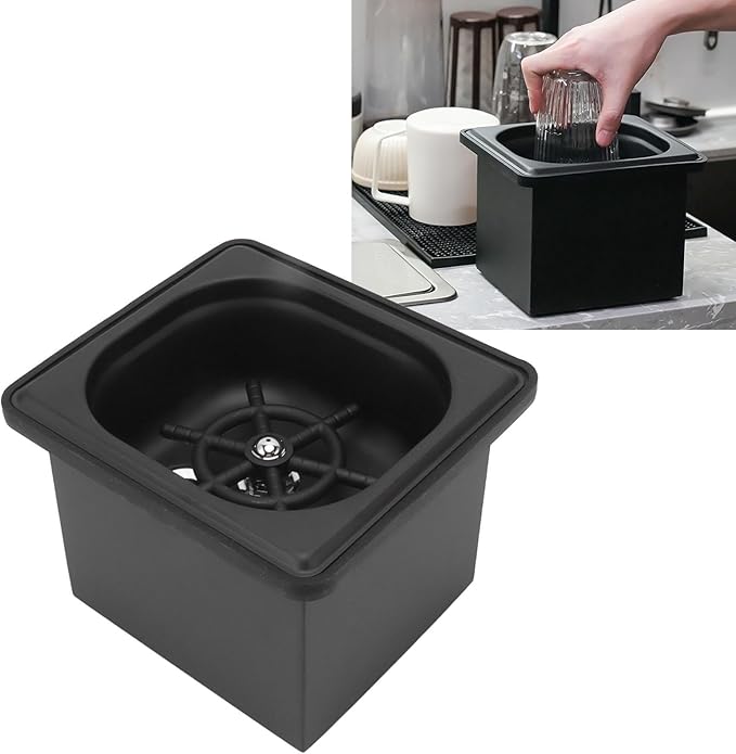 Pitcher Rinser, Stainless Steel, One-handed Operation, Automatic Glass Cup Washer, Small Size, Black Color for Kitchen Sink, For Hotels, Bars, Coffee Shops, Tea Houses