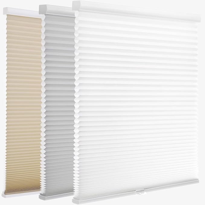 MYshade 1.5-Inch Cellular Cordless Light Filtering Shades, Honeycomb Window Blinds for Soft Daylight & Privacy, Thermal Insulation, Child Safe, Inside or Outside Mount (40" W x 72" H, White)
