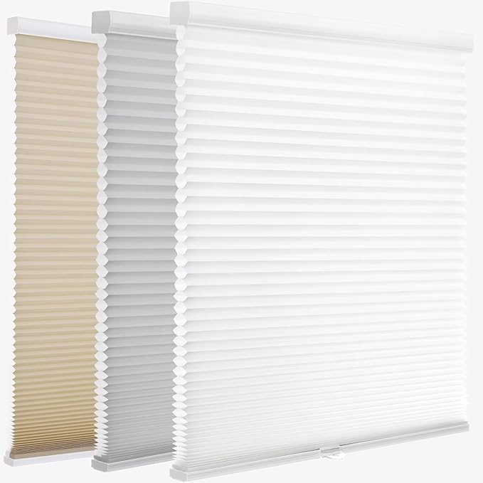 MYshade 1.5-Inch Cellular Cordless Light Filtering Shades, Honeycomb Window Blinds for Soft Daylight & Privacy, Thermal Insulation, Child Safe, Inside or Outside Mount (35" W x 72" H, White)