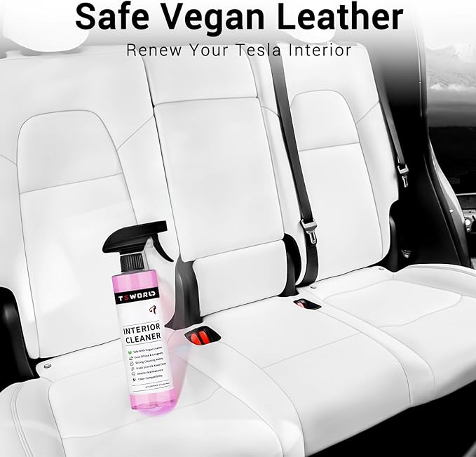 Tesla Seat Cleaner & Stain Remover, Interior Cleaner for White & Black Vegan Leather, Interior Cleaning Kit for Seats, Console, Dash, Model 3, Y, S, X, Cybertruck Accessories