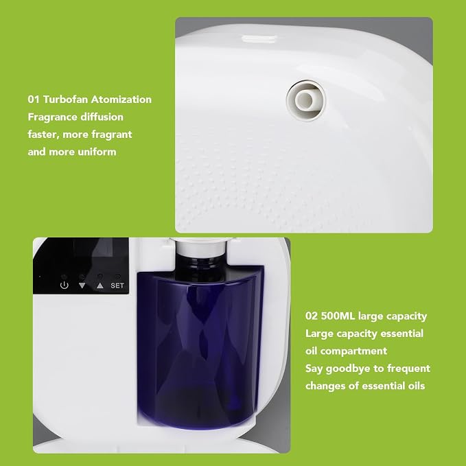 Waterless Essential Oil Diffuser, Large Capacity Smart Aromatherapy Machine with App Control for Home Office 500ml
