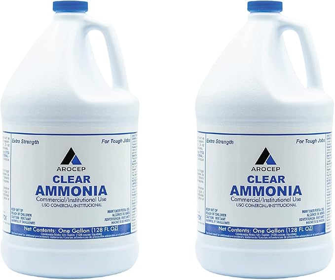 CPDI Clear Ammonia Cleaner Liquid, 2 Gallon, Multipurpose, Multi-Surface Cleaning Solution Removes Grease, Hard Water Stains, and Odors, Kitchen and Bathroom Use
