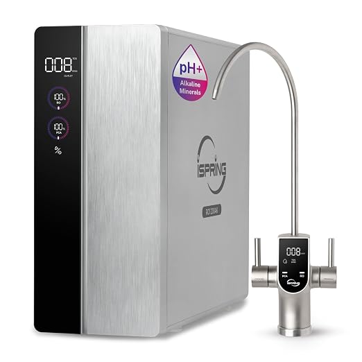 iSpring RO1200AK Dual-Flow Reverse Osmosis Water Filter, 1200 GPD Under Sink Tankless RO System, pH+ Alkaline Remineralization, 3:1 Pure to Drain, Auto Flush, TDS PFAS Reduction, Filter Reminder