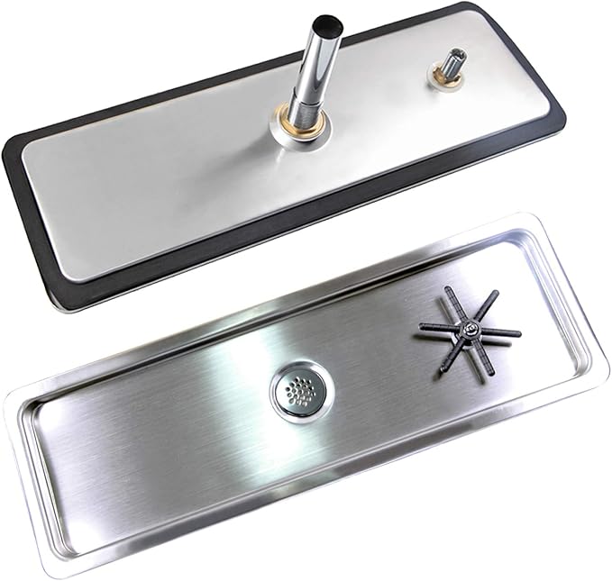 YBB Pitcher Rinser Cup Washer Glass Cleaning Rinser with Side Sprays, Drain and Drip Tray for Bar Coffee Shop (25.4" x 8.5" x 1")