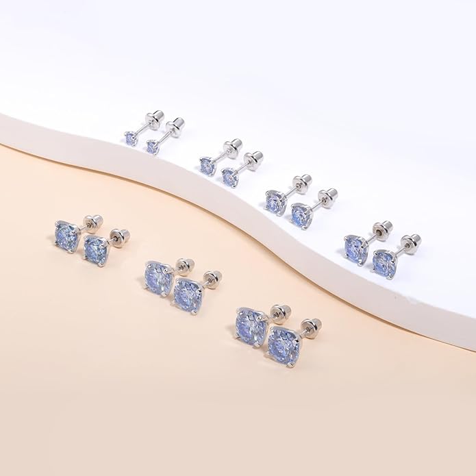 Moissanite Screw Back Earrings Studs - 0.2CT-4CT Moissanite Earrings for Women 925 Sterling Silver Piercing Real Colorful Moissan Hypoallergenic Jewelry Ear Stud Gifts
