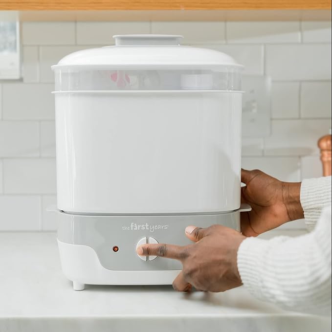 The First Years Modular Baby Bottle Sterilizer - Countertop Bottle Sterilizer - Sanitizes Baby Bottles, Baby Pacifiers, Breast Pump Parts - Baby Bottle Feeding Supplies