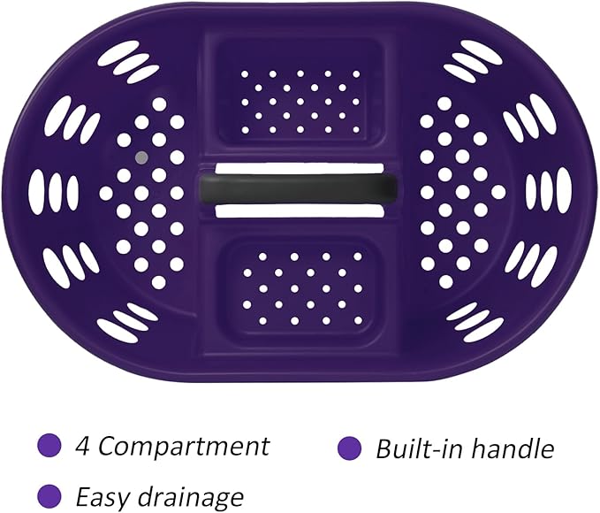 SIMPLYKLEEN Large Shower Caddy Portable 2PC - Made in USA Plastic Jumbo Size Dorm Storage Candy Tote with Handle Shower Organizer for Bathroom, Pantry, Kitchen, College Dorm, Purple