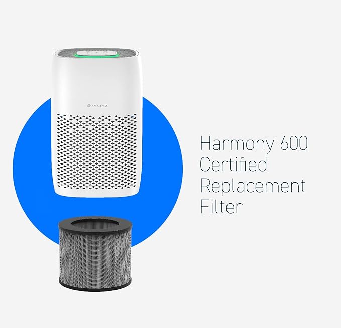 HATHASPACE HARMONY 600 H13 True HEPA Filter Replacement for HSE600 Air Purifier, 4-Stage Air Purifier Filter with Activated Carbon & Dual Pre-Filters, Captures Dust, Smoke, Odors, VOCs, 1 Pack