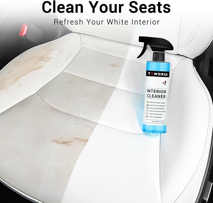 Tesla Seat Cleaner & Remover Stain, Interior Cleaner for White & Black Vegan Leather, Interior Cleaning Kit for Seats, Console, Dash, Tesla Model 3, Y, S, X, Cybertruck Accessories