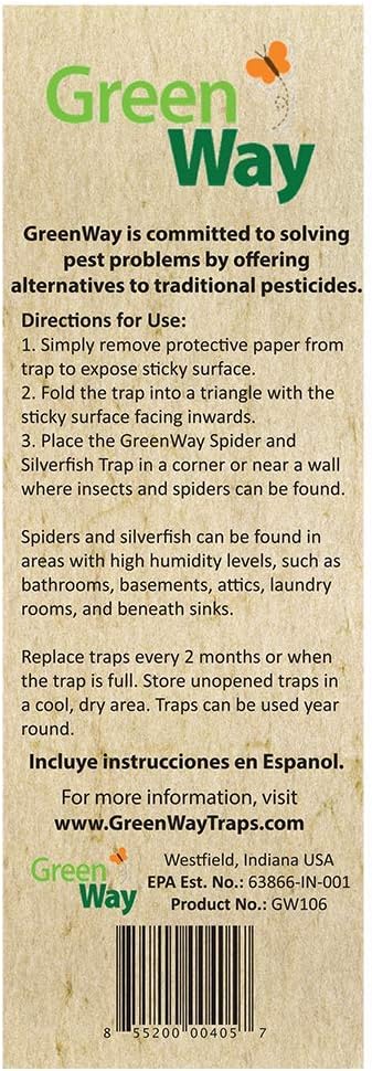 Greenway Silverfish Traps and Spider Traps (72 Traps) - Spider Traps for Inside Your Home and Silverfish Trap