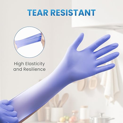 Borje Nitrile Exam Gloves, Disposable Medical Gloves, Latex-Free, Powder-Free, Food Safe, Medium, Box of 100