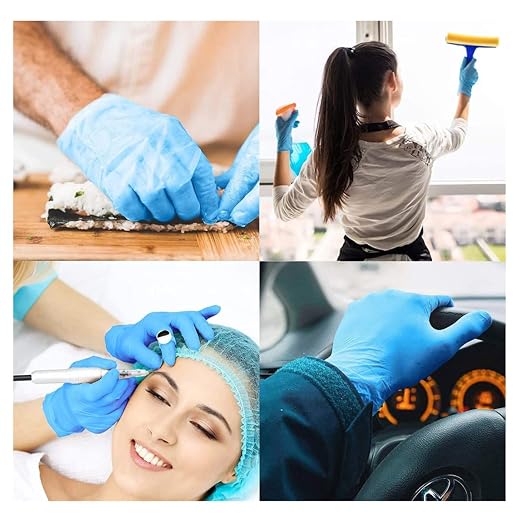 Basic Medical Synmax Vinyl Exam Gloves - Latex-Free & Powder-Free - Medium, BMPF-3002 Blue 2 Boxes of 100