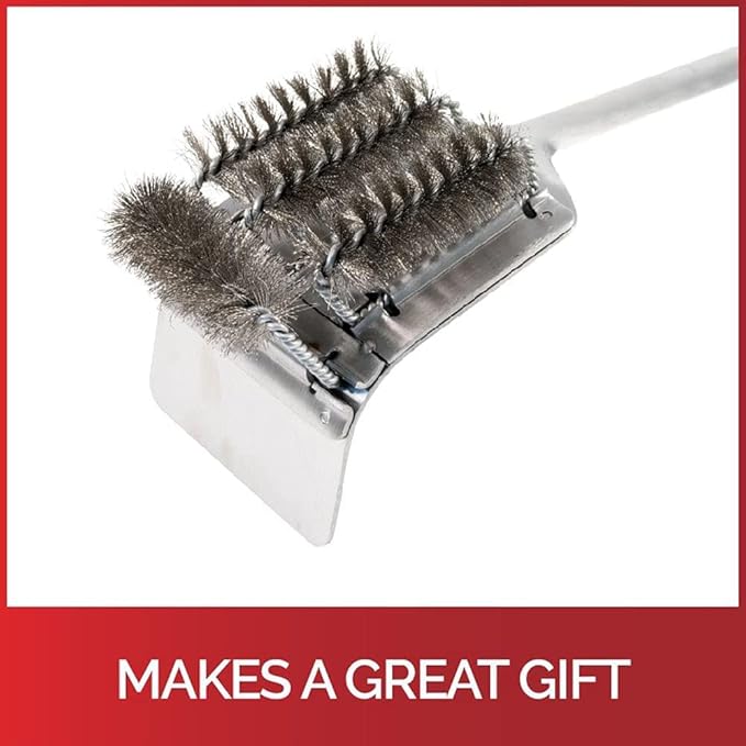 BBQ Dragon Grill Brush and Scraper – Heavy Duty BBQ Cleaner with Replaceable Head and Coal Rake – Stainless Steel Bristle Free Tool for Weber, Cast Iron, and Outdoor Barbecue Cleaning
