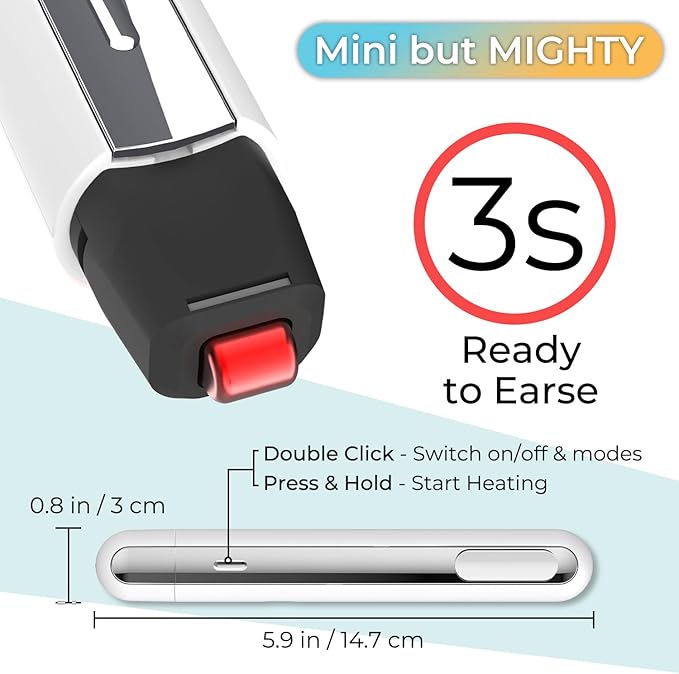 Identity Theft Protection Pen for Permanent Erasing Receipt, Shipping Label, or Any Thermal Prints - Multipurpose Use as Portable Food Bag Heat Sealer, Foil Quill, and Heat Press Pen. (Pure White)