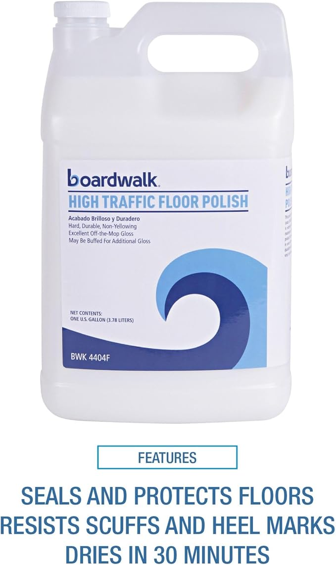 Boardwalk High Traffic Floor Polish, 1 gal Bottle, 4/Carton