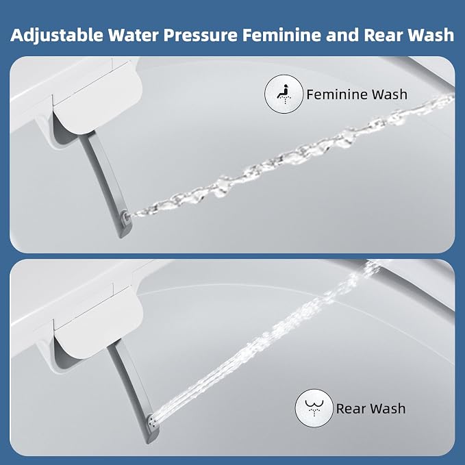 Clirass Bidet Toilet Seat, Knob-Adjustable Water Pressure, Buttons for Switching Between Bidet, Feminine Wash, and Self-Cleaning Modes, Dual Nozzle System, Quick Installation, Fits Round Toilets