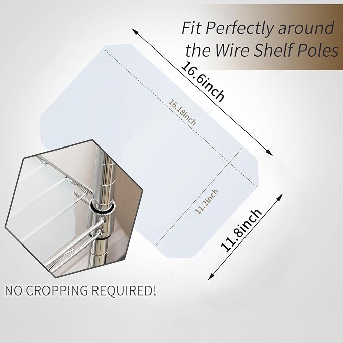 Poofzy Wire Shelf Liner 11.8 x 16.6, 5PCS Shelf Liners for Wire Shelving Plastic Non-Adhesive for Pantry, Kitchen Cabinets (Clear)