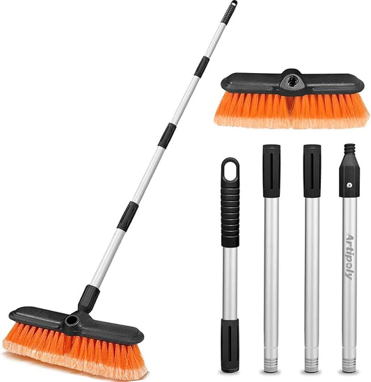 ARTIPOLY 65" Car Wash Brush with Extension Pole, Car Wash 10” Dip Soft Brush, No Scratch Car Cleaning Brush Supplies for RV Boat Truck SUV, House Siding, Snow, Floors, Extension Aluminum Alloy