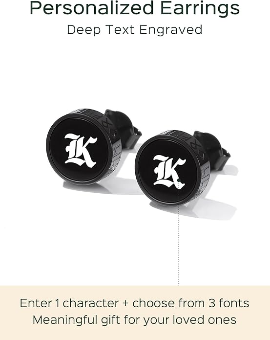 ChicSilver 925 Sterling Silver Viking Rune Natural Black Onyx Stud Earrings For Women Men