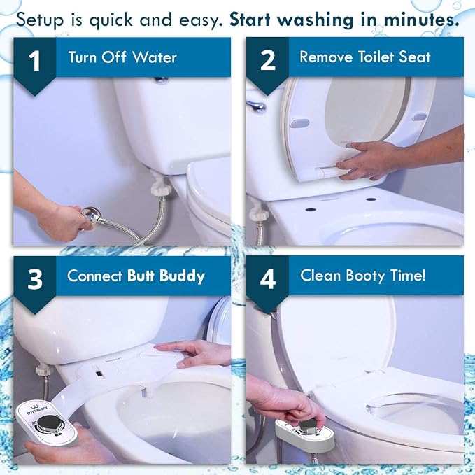Bidet Toilet Attachment – A Non-Electric Self Cleaning Fresh Water Sprayer with Adjustable Water Pressure Nozzle & Easy Home Installation (Self Nozzle Cleaning | Gentle Wash)