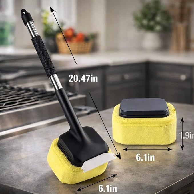 Grill Brush Bristle-Free with Scraper – BBQ Grill Cleaner with Replaceable Pad, Heavy Duty Non-Scratch Cleaning Tool for Gas, Charcoal & Porcelain Grates, 20.47” Long Handle