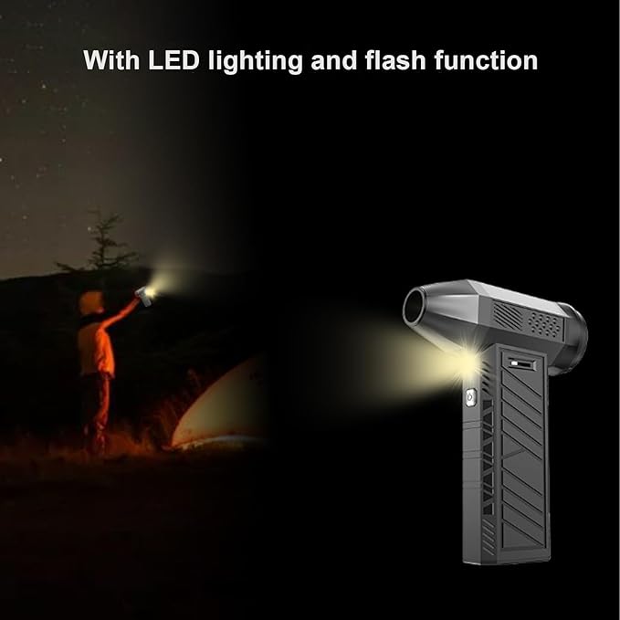 Compressed Air Duster, 130000RPM Stepless Speed Adjustable Brushless Motor Electric Air Blower with LED Light Type C QC15W Quick Charging Cordless Cleaner for Keyboard Car Outdoor