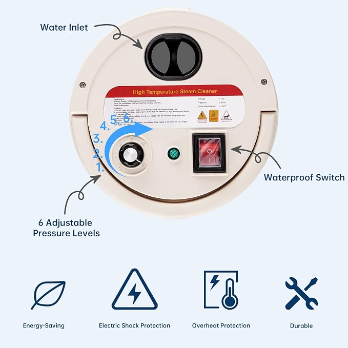 NiHome 2500W Handheld High Pressure Steam Cleaner, Portable High-Temperature Pressurized Steam Cleaner, 1400mL Large Capacity for Cleaning, w/Nozzles & Brushes for Home Kitchen Bathroom Wall Carpets