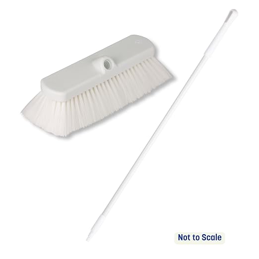 SPARTA Scrub Brush and 48-Inch Fiberglass Broom Handle Set, Heavy-Duty Industrial Cleaning Brush with Soft Nylex Bristles and 48-Inch Acme Threaded Handle for Commercial Use