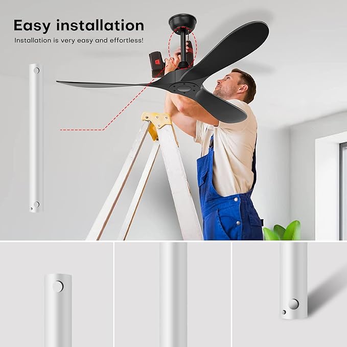 36-inch Ceiling Fan Downrod, 3-Foot White Ceiling Fan Extension Pole, 1-Inch OD, Ceiling Downrod for Various Fans (Only Fans Boom, No Thread & Cord)