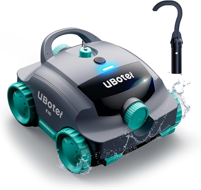 Pool Vacuum,UBoter E10 Cordless Robotic Pool Cleaner, Dual-Layer Filtration,Powerful Obstacle Crossing, Enhanced Edge & Corner Cleaning,120-Min for Above-Ground & Flat-Bottom Pools to 860 Sq.Ft