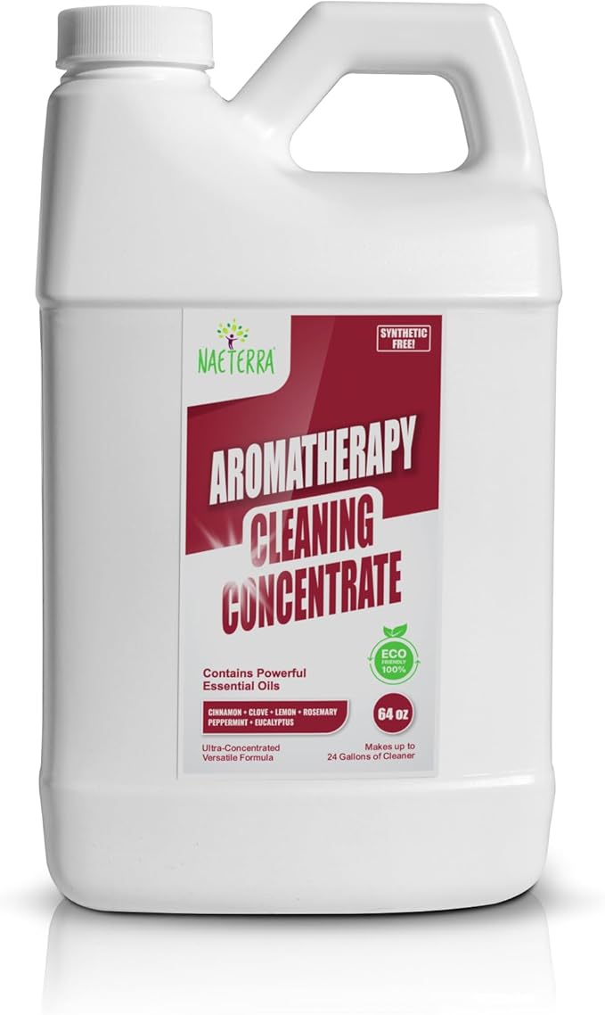 Naeterra Aromatherapy Cleaning Concentrate 64 oz - Natural All Purpose Multi Surface Cleaner - Plant Based Essential Oil Formula for Floors, Glass & Counters - Makes 24 Gallons - Pet Safe & Non Toxic
