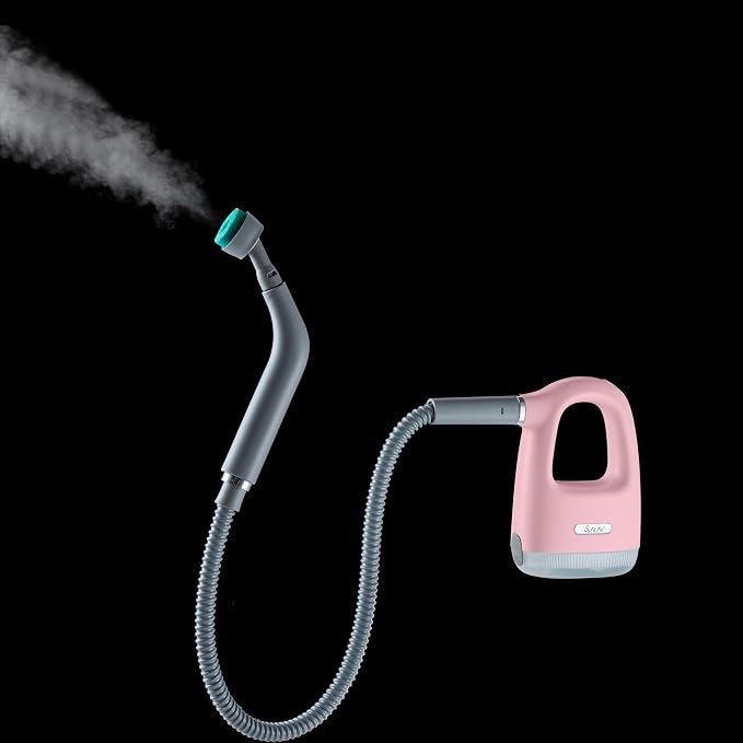 SALAV® CleanSteam Compact Steam Cleaner Pressurized Multi-Surface Handheld Steamer w/11pc Accessories, Safety Lock No-Drip Fast Heat Time Unlimited Use, for Cleaning Windows, Tiles, Grout, Car (Pink)