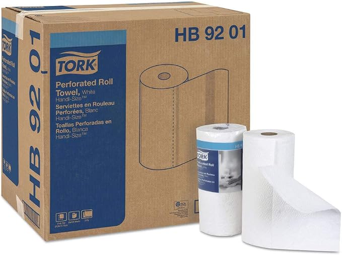 Tork HB9201 Handi-Size Perforated Roll Towel, 2-Ply, 11"w X 6 3/4"l, 120/roll, White, 30/ctn