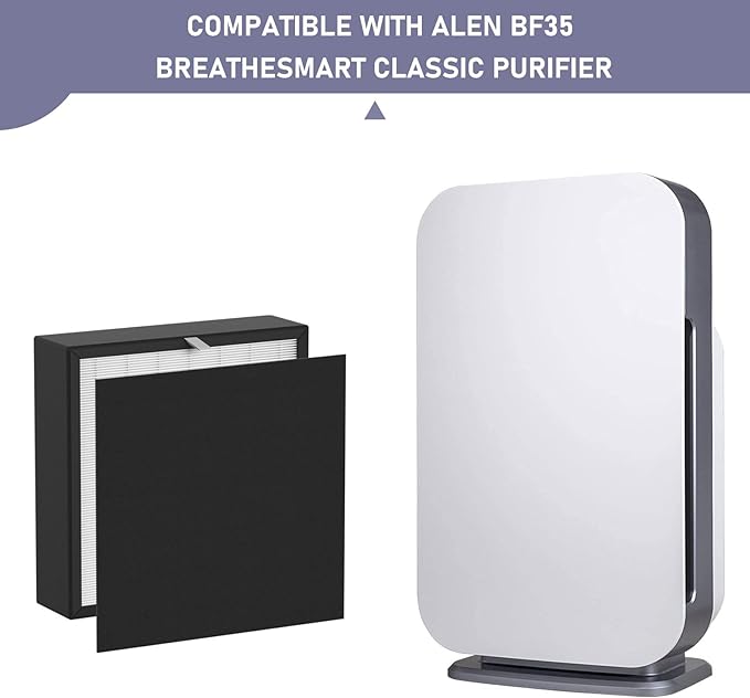 Ontheone BF35 Silver Carbon HEPA Filter Replacement Compatible with A-len BreatheSmart Classic BF35 Air Cleaner Purifier, 2 x HEPA Filters + 2 × Carbon Pre-Filters