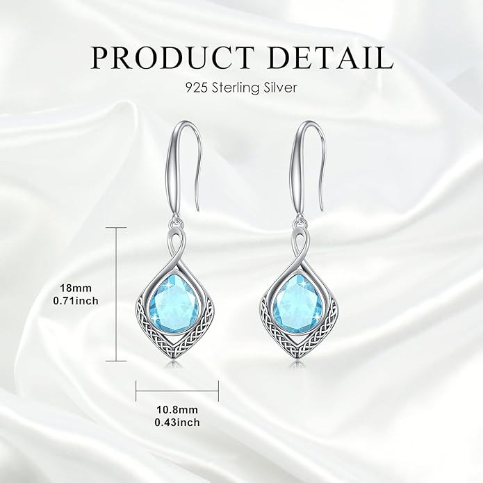 PELOVNY Celtic Knot Filigree Earrings for Women 925 Sterling Silver Moss Agate/Birthstone Infinity Earrings Birthday Christmas Jewelry Gifts for Mom Daughter Wife Sister