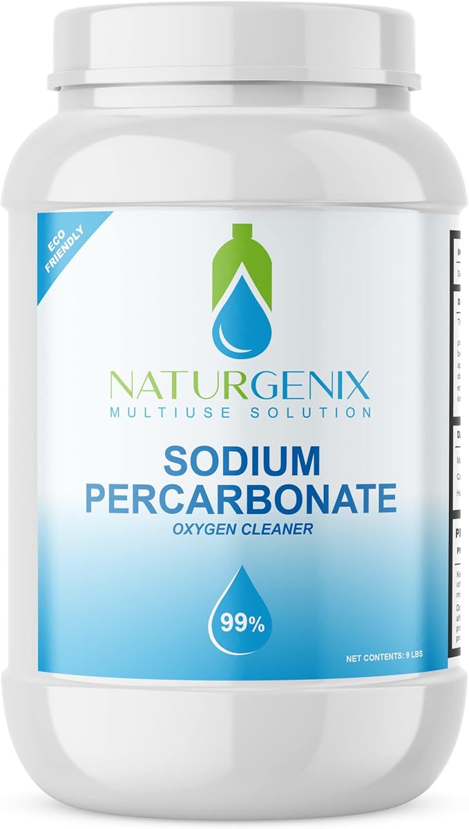 Sodium Percarbonate Powder 99% Purity - Oxygen Bleach, Hydrogen Peroxide Release Cleaner for Laundry, Dishwasher, Deodorizing & Stain Removal, Multi-Surface Use, Color-Safe (18 lbs)